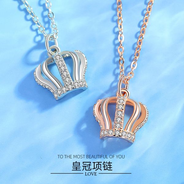 

jewelry highly quality women party wedding lovers gifts925 sterling silver crown necklace women's chain net red clavicle pendant design