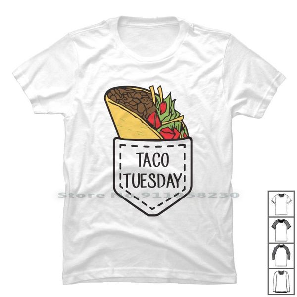 

men's t-shirts taco mexican tuesdays pocket funny t shirt 100% cotton tuesday joke geek fun day ny me, White;black