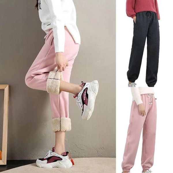 

women's pants & capris 2021 winter women harem sweatpants thick warm female casual sport running workout fleece trousers, Black;white