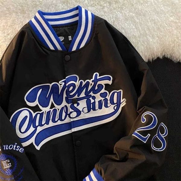 

hip hop furry patchwork color block jackets harajuku college style bomber jacket men baseball coats 3 color streetwear 211014, Black;brown