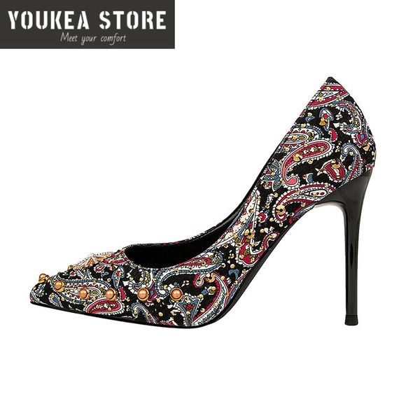 

dress shoes women's pump thin heels 10cm high heel pointed toe party wedding retro ladies, Black