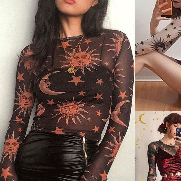 

women long sleeve sheer mesh shirt lady girls see through blouse tee blouse swim cover up, White