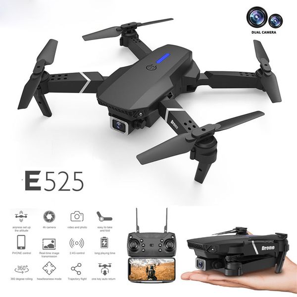 E525 drone 4k HD 4doppio obiettivo WiFi 1080p trasmissione in tempo reale FPV mini drone Doppia fotocamera Giocattolo regalo pieghevole RC Quadcopter