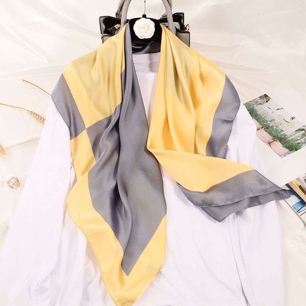 

elegant celebrity women's choice silk satin large splicing square gauze scarf member gift, Blue;black