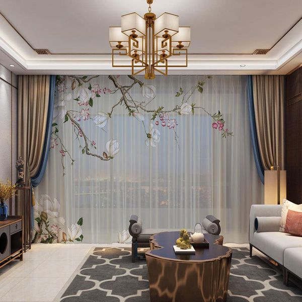 

digital printing curtains new chinese style modern simple to map custom living room bedroom study office window screen curtains