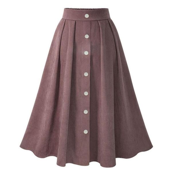 

autumn & winter arrival elastic high waist slim simple solid all-match casual women a-line large swing dress 210527, Black