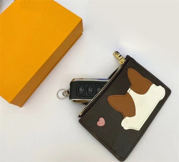 

classic pu leather little bear dog design card pocket key wallet bag brown white 2 colors in stock lqb01, Red;blue