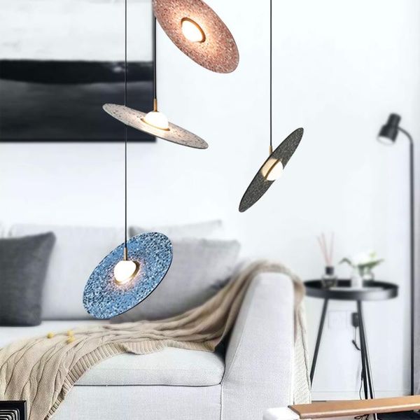 

pendant lamps modern concrete light simple nordic planet terrazzo lamp ufo designer personalized bar suspension