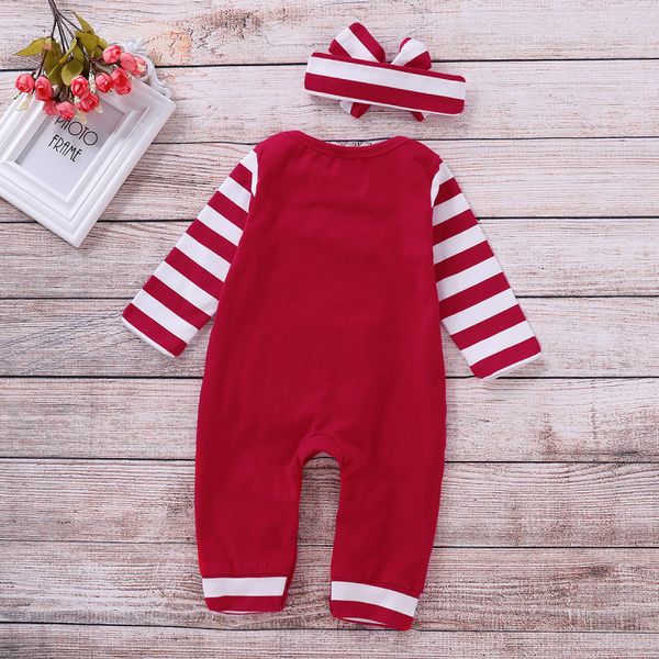 

0-2t baby girls striped romper newborn headband girl xmas outfits boys christmas letter clothes boy rompers, Blue