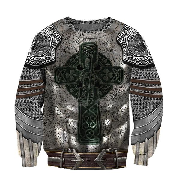 

cross men s 3d printing hoodie visual impact party punk gothic round neck american sweater hoodie, Black