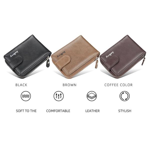 

card holders men holder cards case pocket zipper wallet organizer m68c, Brown;gray