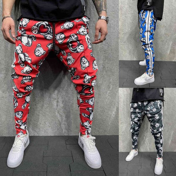 

pants trousers 2021 3d printing casual for young men, Black