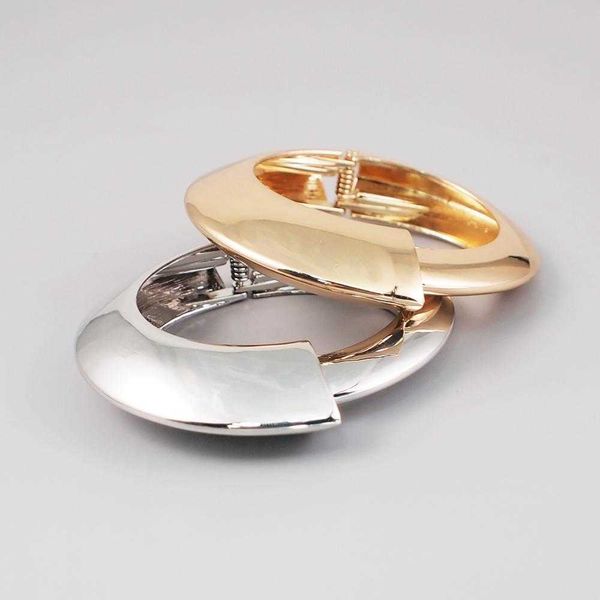 

circular alloy big bracelets bangles for women trend geometric cuff bracelets for lady statement jewelry accessories uken q0717, Black