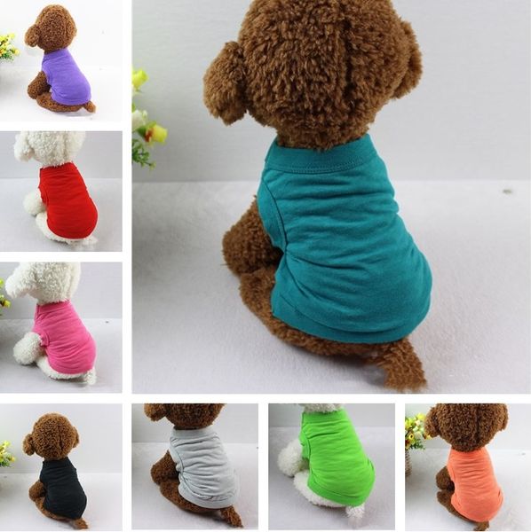 Katı Renk Pet T Shirt Yaz Katı Köpek Giysileri Moda Pet Üst Gömlek Yelek Pamuk Giysileri Köpek Yavru Küçük Köpek Ucuz Evcil Giyim ZC115