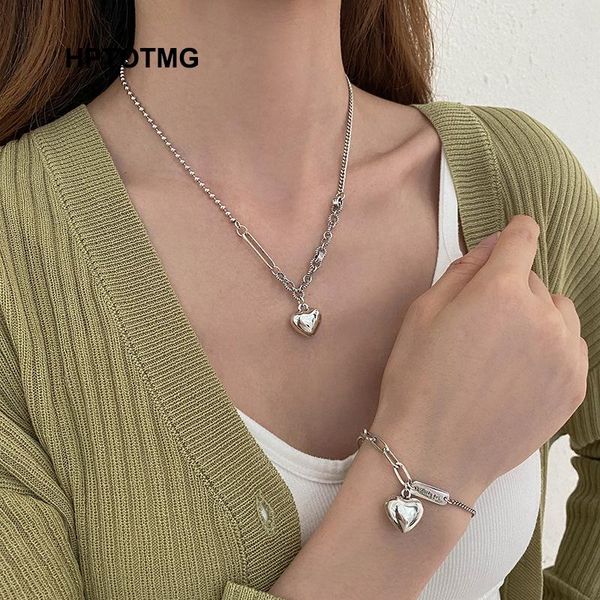 

chains gothic heart pendant necklace for women choker aesthetic grunge chain accessories igirl indie collar jewelry friends gift, Silver