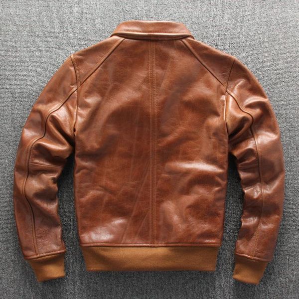 

men's leather & faux genuine vintage cowhide jacket men luxury street slim fit zipper casual outerwear spring autumn business short coa, Black