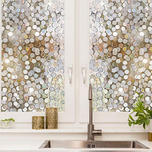

window stickers 3d clear circle decor stained glass film rainbow effect removable self adhesive sticker static cling