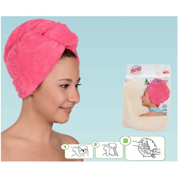 

towel wellmop wellsoft buttoned hair towel, 10 times more water absorption power than normal plush, microfiber, soft, practical