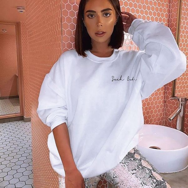 

white sweatshirt women casual long sleeve ladies o-neck letter print sweatshirt loose pullover female, Black