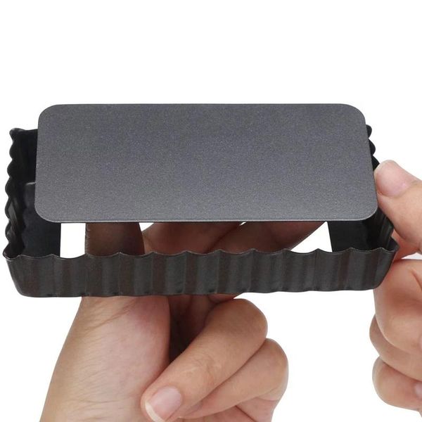 

pcs rectangle non-stick cake mold mini tart pie pan removable bottom nonstick quiche pans heavy duty pizza baking & pastry tools