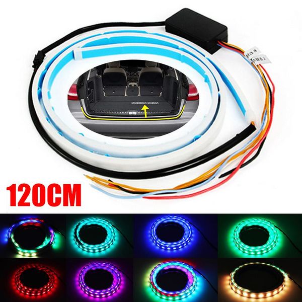 

emergency lights 1x1.2m car rear trunk tail light dynamic streamer reverse warning led strip auto additional break trun signal lamp 12v