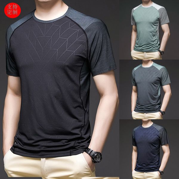 

luxury t-shirts men's summer outdoor sports fitns busins leisure round neck ice silk half sleeve t-shirt, Black