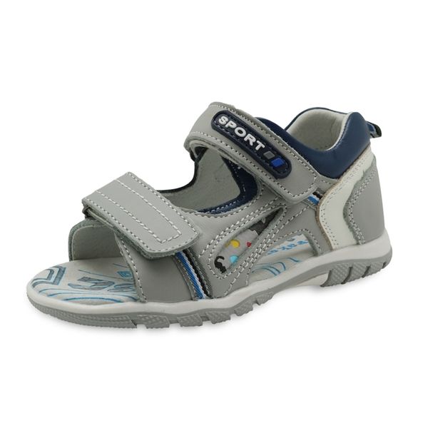 

apakowa boys genuine leather sandals kids open toe flat shoes for toddler boys summer orthopedic beach sandals with arch support 210306, Black;red