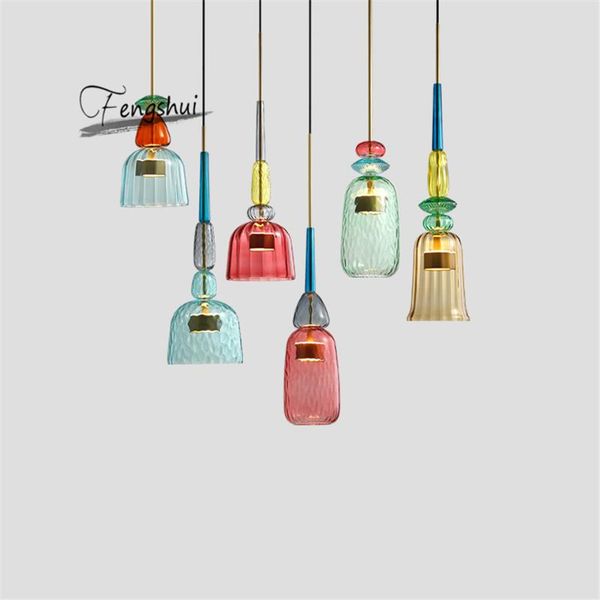 

modern stained glass pendant lights colorful hanging lamp loft hanglamp for dining room kitchen home fixtures industrial decor