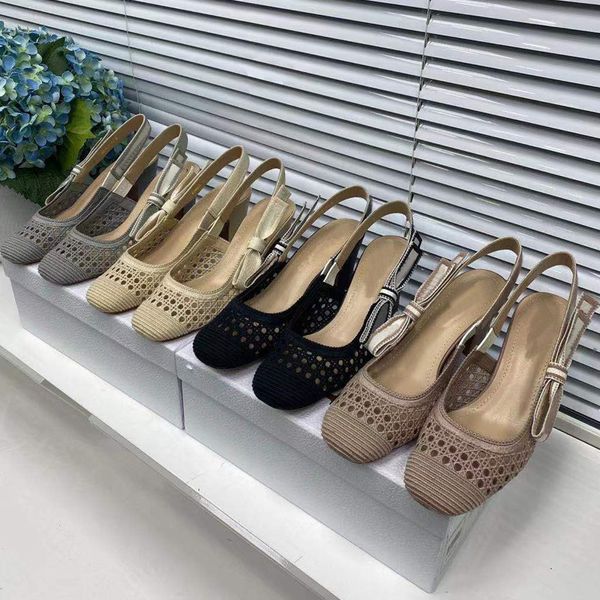 

summer new womens sandals leather womens high heel square bow thick heel elegant style hollow woven button sandals size 35-42, Black