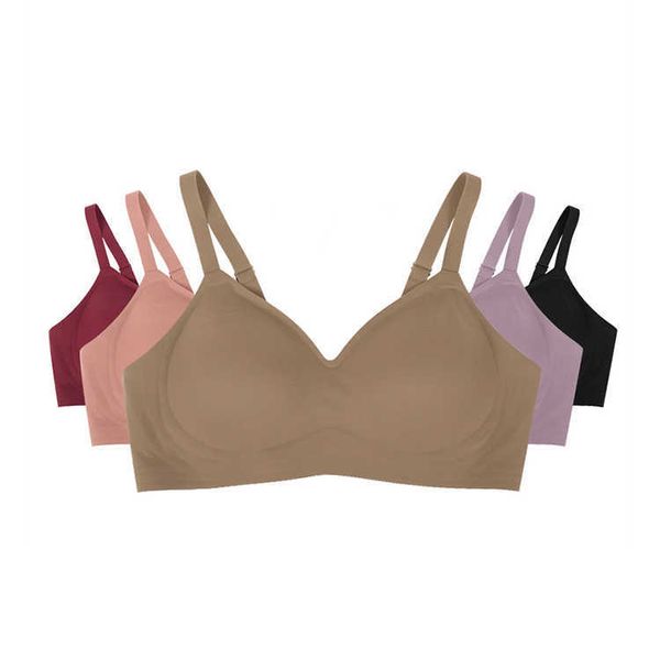 

comfortable one-piece traceless no steel ring bra for women underwear, Red;black