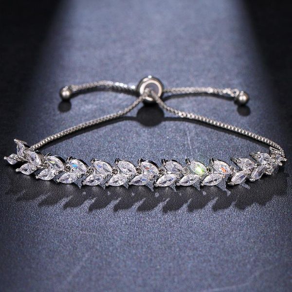 

link, chain fast selling cross border style jewelry leaves fashion zircon women's adjustable bracelet hand accessory, Black