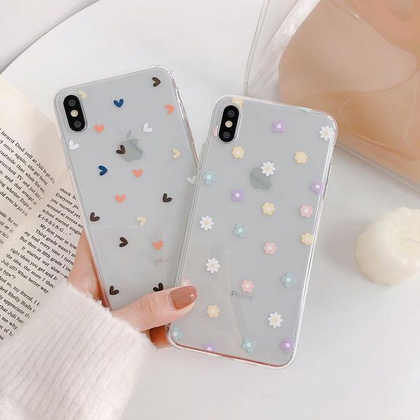 

cell phone pouches silicone soft case for huawei y6p p40 p30 p20 mate 10 20 honor lite y6 y9 pro prime 2021 clear floral heart cover capa