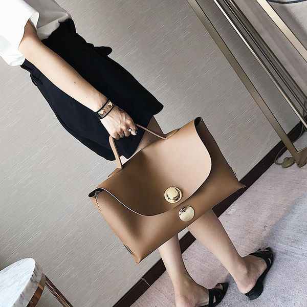 

western style fashion new women handbags 2021 pu leather women tote bags locks big bags commute simple boston bag