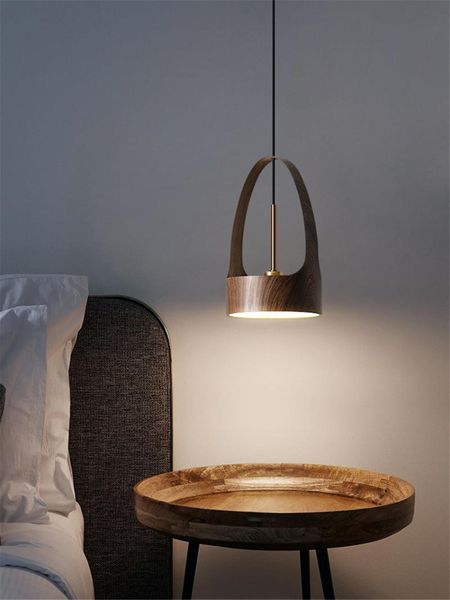 

pendant lamps nordic wood art bedside lights modern minimalist bedroom dining room lamp study studio bathroom toilet