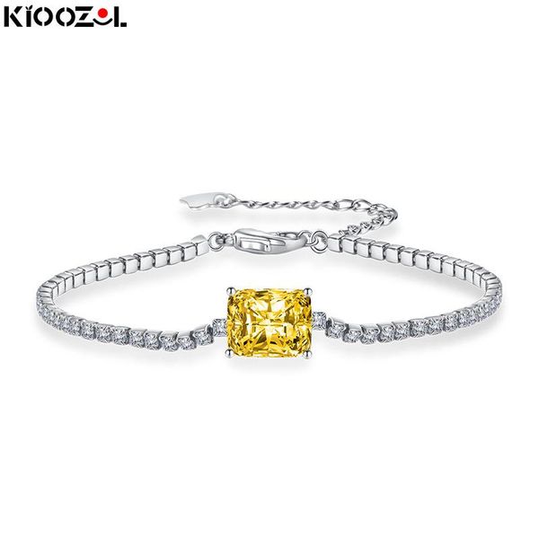 

link, chain kioozol square cubic zircon bracelets for women with yellow shiny stones bridal elegant wedding jewelry 047 ko8, Black