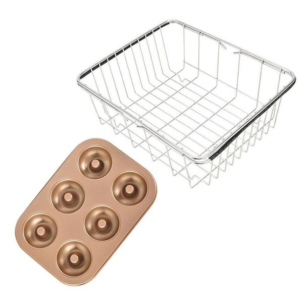 

baking & pastry tools adjustable arms dish drainer,dish rack in sink with 6 holes cupcake pan muffin tray mold