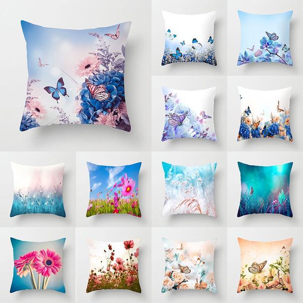 

cushion/decorative pillow butterfly flower pattern pillowcase home sofa decoration cushion cover car office