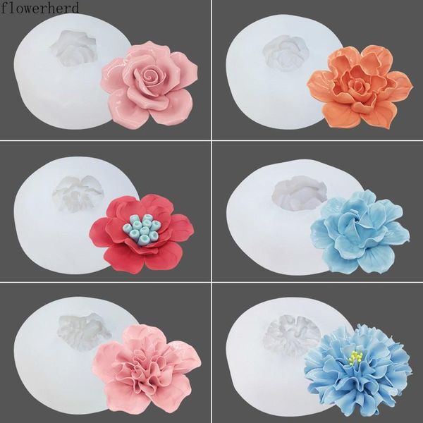 

craft tools 3d flower crystal silicone mold valentine rose chocolate cake decoration handmade soap aroma baking candle