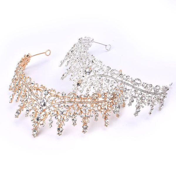 

hair clips & barrettes golden bride crown princess headwear birthday rhinestone headband wedding accessories bridal headdress retro, Golden;silver
