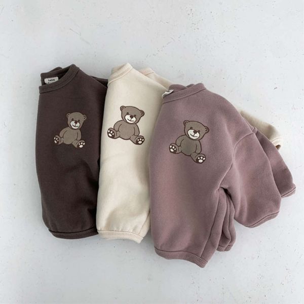 

baby ins korean cotton plush t-shirt cartoon bear old color warm leisure foreign style sweater, Blue
