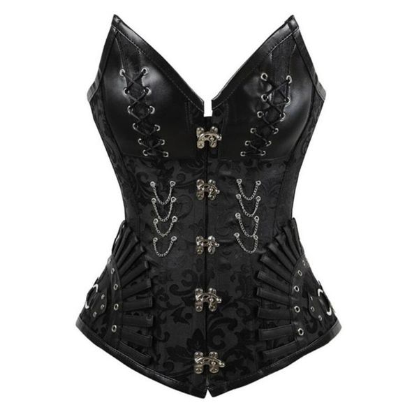 

bustiers & corsets steampunk corset leather corsetlet women lingerie burlesque gothic overbust vintage plus size korsett, Black;white