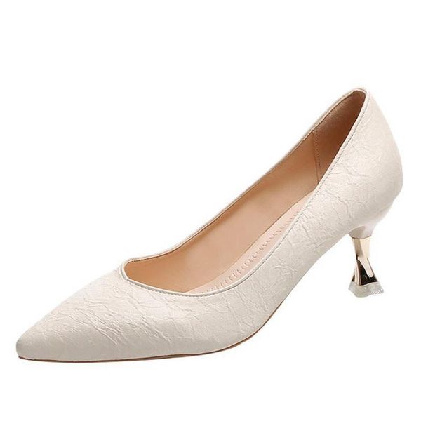 

dress shoes 2021 girls mid-heeled small fresh pointed spring and autumn high heels stiletto single, Black