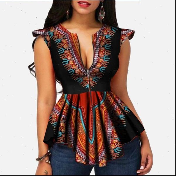 

blouse women 2021 sleeveless tunics plus size women blouses fashion 2021 summer elegant zipper printed female summer elegant, White