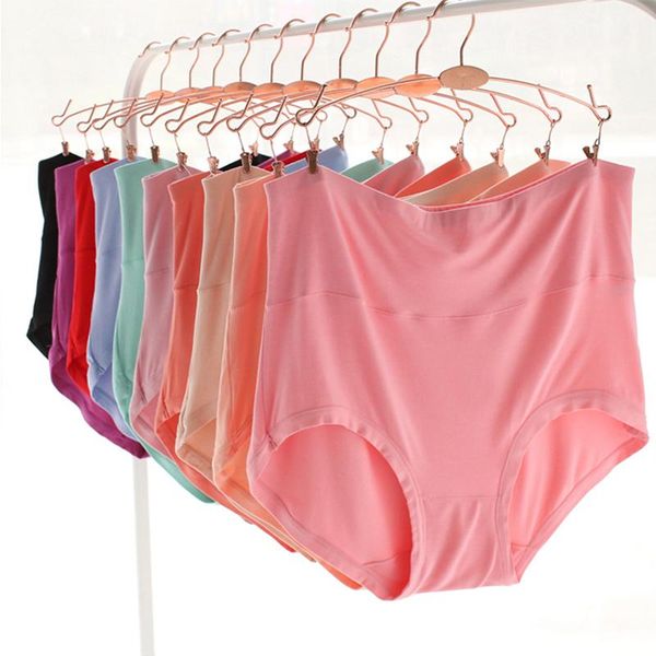 

women's panties modal plus size waist women big underwear female red briefs 4xl, Black;pink