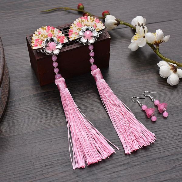

hair accessories floral tassels baby girls chinese ancient children vintage headwear dance perfoamance hairpin sticks, Slivery;white