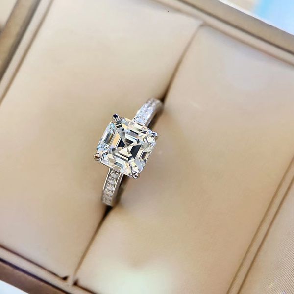 

Sier Pagoda Princs 2.25 Imitation Ring Square Wedding Set High Carbon Diamond, Silver
