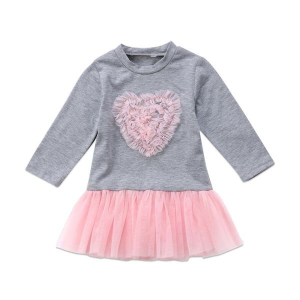 

kids baby girl long sleeve lace tutu dress tulle sweatshirt outfit clothes, Red;yellow