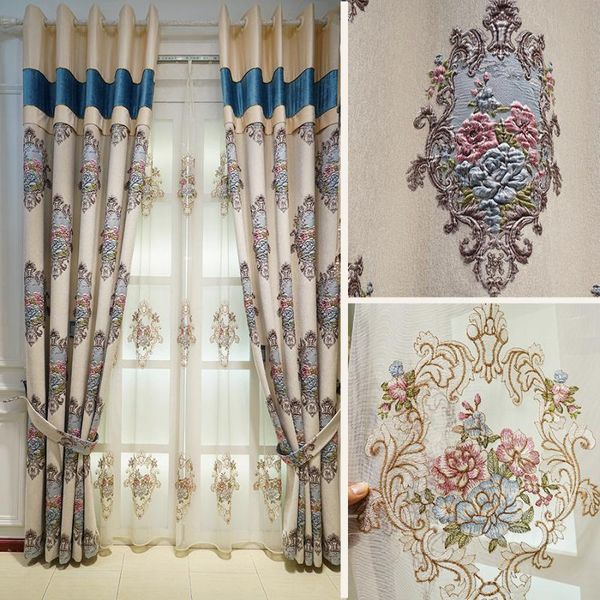 

curtain & drapes european-style chenille large flower embossed curtains blackout living room bedroom luxury atmospheric