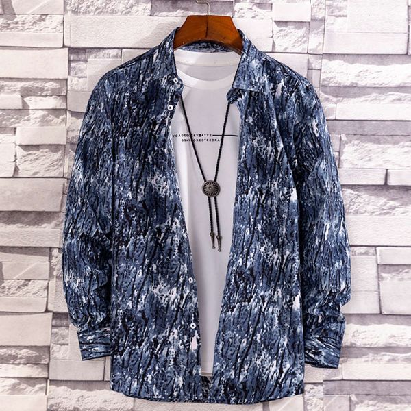 

printed loose long sleeve spring and autumn fashion men's personality tie dye couple shirt, White;black