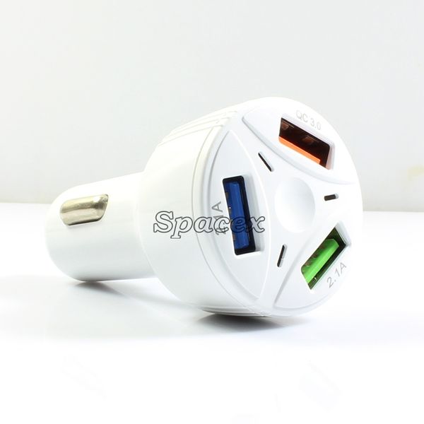 3 portas USB Car carregador de alta qualidade Quick Carregando QC3.0 Car-Charger Dual 2.0 para smartphones sem pacote